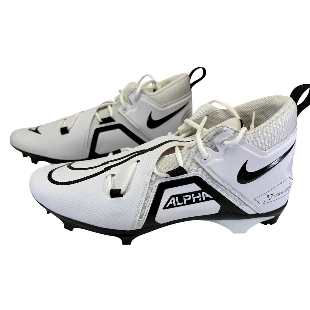 Nike Alpha Menage 3 Football Cleats Mens 8.5 White Black CT6649-100 Mid Top Sz16
